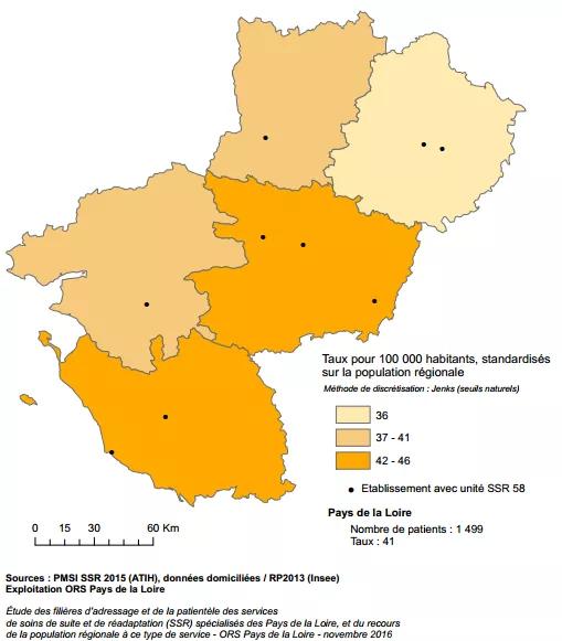 Carte taux de personnes hospitalisation 2015 ssr