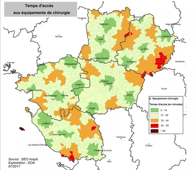 carte temps acces equipements chirurgie