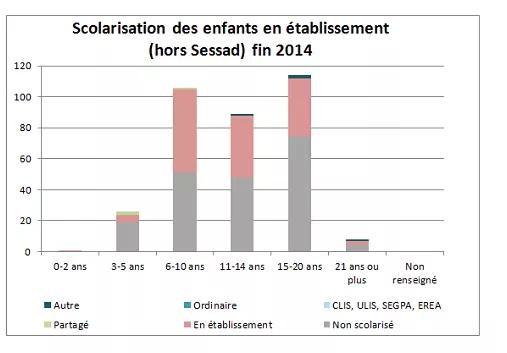 Graphique scolarisation enfant en établissement