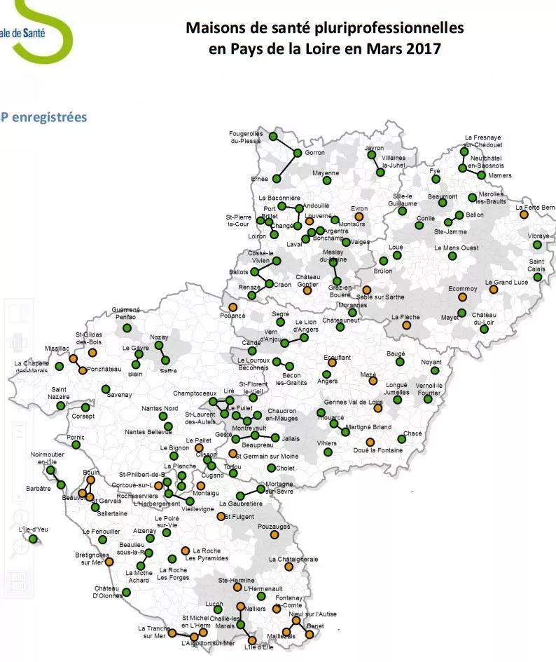 Carte d’implantation des Maisons de santé pluri professionnelles et carte des zones fragiles